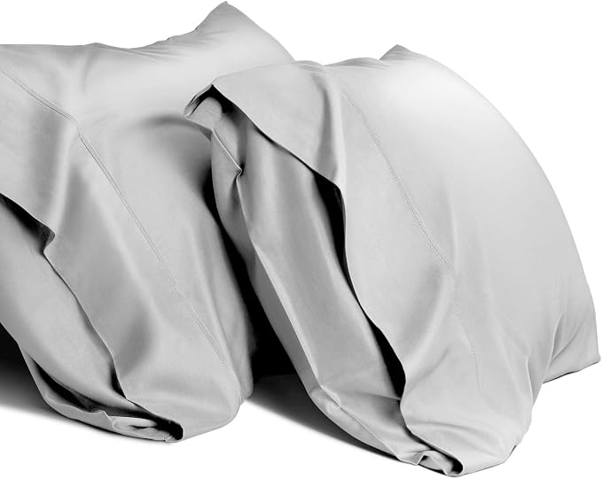 WishSmile Cooling King Pillowcases Set of 2 Breathable Cool Silky Soft Rayon Derived from Bamboo Fabric, Moisture Wicking for Hot Sleepers, Hair and Skin Friendly, Light Gray, 2 Pack, 20x36IN