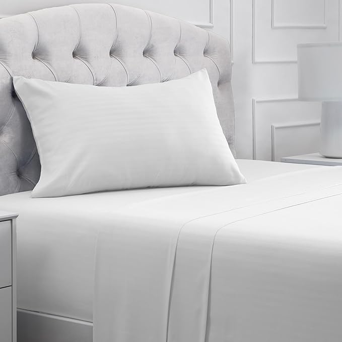Mellanni Iconic 3-Piece, Ultra Soft Sheet Set (Twin, Striped White) | 10M+ Sleepers. Lab-tested: Sleeps Cool, Stays Bright, Strong, Smooth. Good Housekeeping Best Bedding, 7 yrs running.
