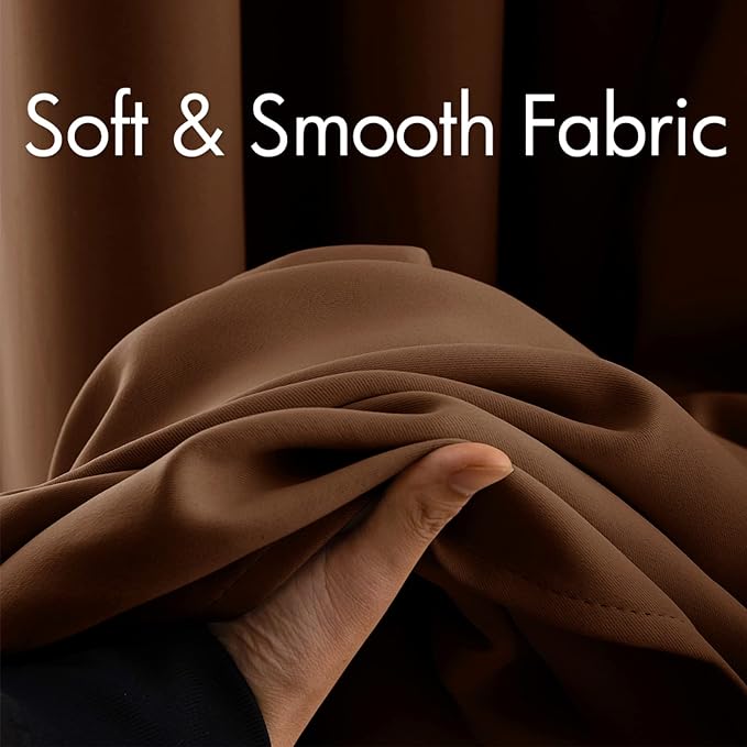 MIULEE Cappuccino Brown Blackout Bedroom Curtains 63 Inch Long | Grommet Top, Room Darkening Window Drapes, Privacy Protection, Thermal Insulated, Heat Blocking