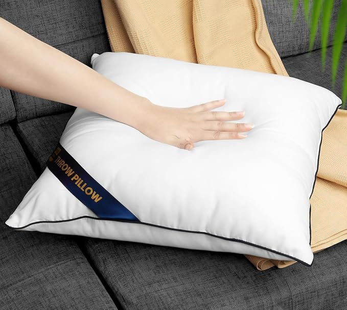 Utopia Bedding 18x18 Throw Pillow Inserts, Decorative Pillows, Pack of 2 | Piping Throw Pillows, Plush & Supportive, Aesthetic Cushion Sham Stuffer for Sofa, Office, Couch & Bed, Set of 2, White