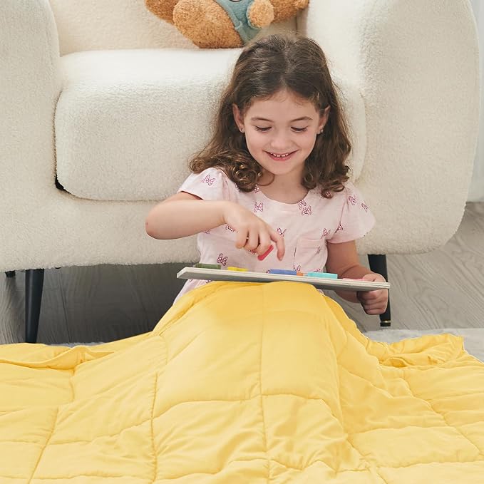 yescool Weighted Blanket (5 lbs, 36" x 48", Yellow) Cooling Heavy Blanket, Perfect for 40-60 lbs, Breathable Throw Blanket Gifts with Premium Glass Bead, Machine Washable