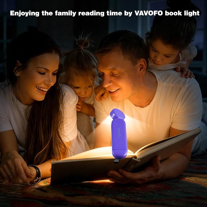 VAVOFO USB Rechargeable Book Light, Bookmark Clip on LED Reading Light | 3 Colors 9 Lighting modes clip on book light, Eye Care Glow for Bed Reading, Christmas Gift for Bookworms, Book Accesories