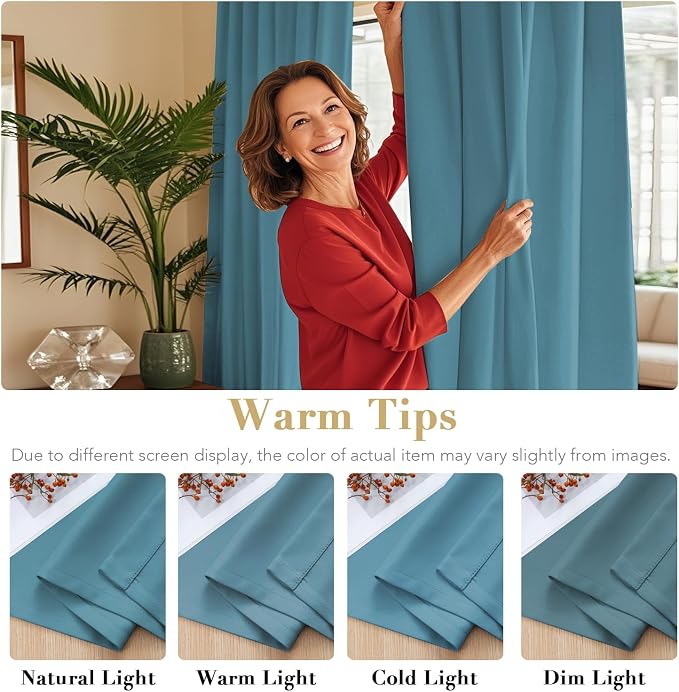 H.VERSAILTEX Blackout Curtains Thermal Insulated Window Treatment Panels Room Darkening Blackout Drapes for Living Room Back Tab/Rod Pocket Bedroom Draperies (2 Panels, Storm Blue, 52 x 84 Inch)
