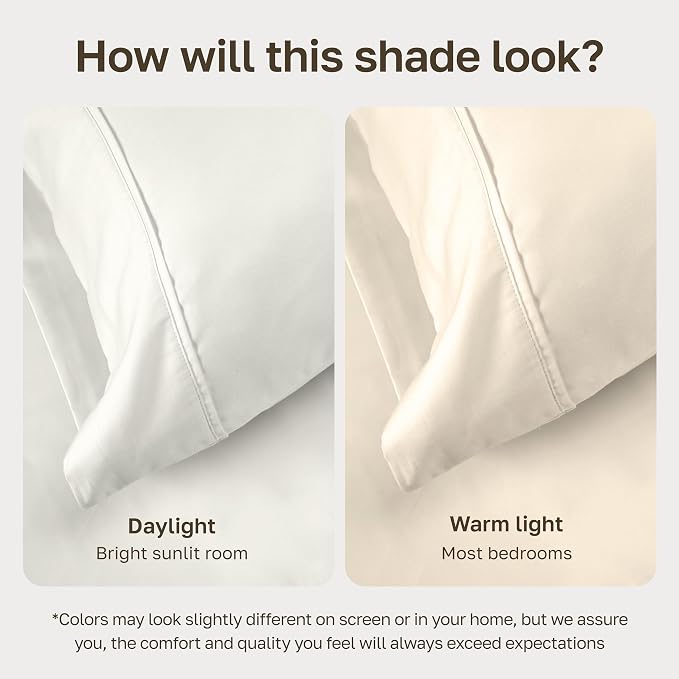 California Design Den Soft 100% Cotton Sateen Twin Fitted Sheet, Ivory | 400 Thread Count Backed by Good Housekeeping Seal, All-Around Elastic, No-Pop Fit, Durable, OEKO-TEX