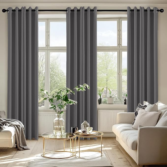 MIULEE Blackout Curtains for Bedroom 2 Panels 40 x 72 Inch Long Gray | Thermal Insulated, Living Room Darkening Grommet Drapes, Noise Reducing, Light Blocking Window Treatments
