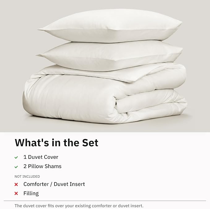 California Design Den Luxury Duvet Cover Set Oversized King, Ivory | Soft 400 Thread Count 100% Cotton Sateen Backed by GH Seal, Duvet Cover & Pillow Sham 3 Pc Set, Button Closure & Corner Ties