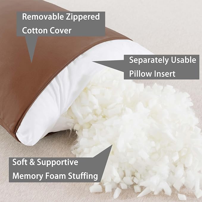 WhatsBedding Memory Foam Body Pillow with Cover, Long Bed Pillow for Adults | Breathable Zippered Cotton Cover,Long Pillow for Sleeping, Firm Pillow Fluffy Supportive for Side Sleepers