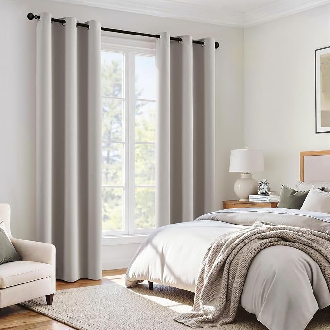 MIULEE Stone 100% Blackout Curtains for Bedroom 40x84 Inch Long 2 Panels | 2 Thick Layers Thermal Insulated Window Curtains with Black Liner, Noise Reducing Grommet, Drapes for Living Room, 2 Panels