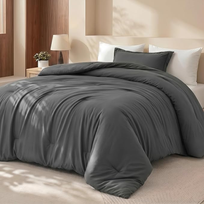 Utopia Bedding 2 Pc Twin Comforter Set, All Season Bedding, Grey | Bedding Set Includes Comforter (64x88) Inches, 1 Sham (20x26) Inches. Soft Microfiber Down Alternative, Machine Washable.