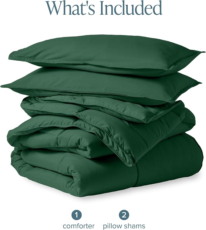 Bare Home Comforter Set - 1800 Ultra Soft (Oversized King, Forest Green) | All-Season, Breathable, Hypoallergenic, Premium 1800, Warm, Cozy