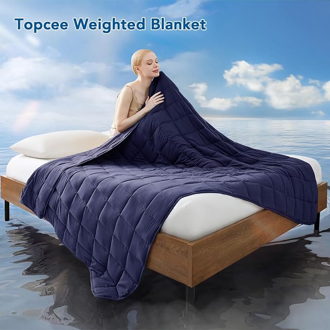 Weighted Blanket for Adults (15 lbs, 60" x 80") Queen Size Soft Cooling Heavy Blanket Sleeping, Apply to 130-160 lbs Body, Thick Breathable Blanket with Glass Bead, Easy Care