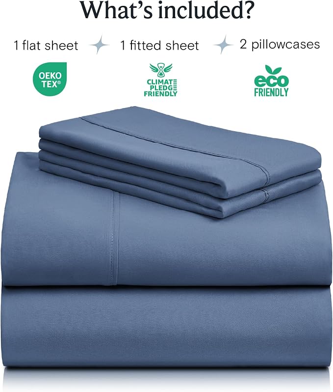 LuxClub 4 PC King Sheet Set, Breathable Luxury Bed Sheets, Deep Pockets 18" Wrinkle Free Cooling Bed Sheets Machine Washable Hotel Bedding Silky Soft - Oxford King | LuxClub Silky Fitted Sheet & Pillowcase Sets, Breathable Hotel Luxury Bedding for Matt...