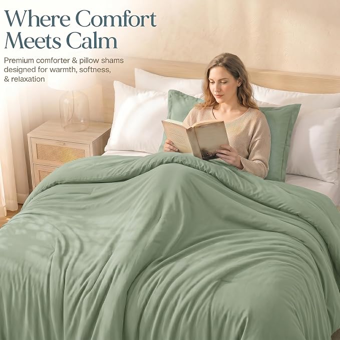 Utopia Bedding 2 Pc Twin Comforter Set, All Season Bedding, Sage Green | Bedding Set Includes Comforter (64x88) Inches, 1 Sham (20x26) Inches. Soft Microfiber Down Alternative, Machine Washable.