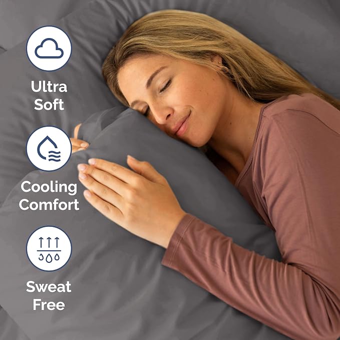 Short Queen Size 4 Piece Bed Sheet Set - RV Short Queen Sheets - Dark Grey | Ultra-Soft, Breathable & Cooling Bed Sheets Set with Deep Pockets, Hotel Luxury Bedding for Women & Men, Wrinkle & Fade Free