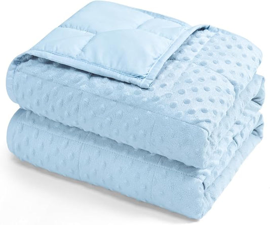 15lbs Weighted Blanket for Adults, 60"x80" Queen Size Heavy Blankets | Soft Raised Minky Dot Texture, Reversible Cooling & Cozy for All Seasons, 7-Layer Design for Even Weight, Machine Washable