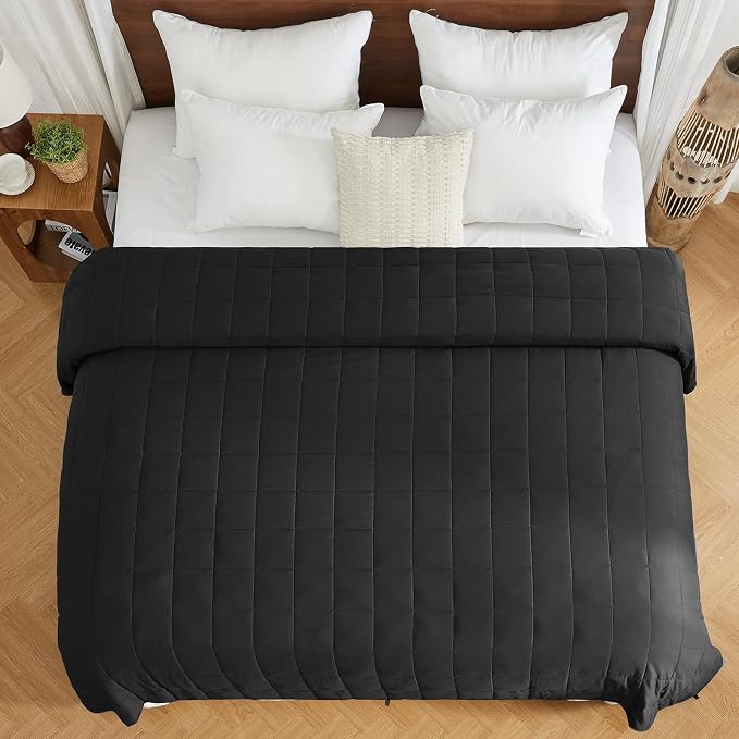 King Size Weighted Blanket for Adults (20 lbs, 80” x 87”, Black) Cooling Heavy Blanket for Sleeping Perfect for 190-210 lbs, Breathable Blanket for Adults & Couple All Season, Machine Washable