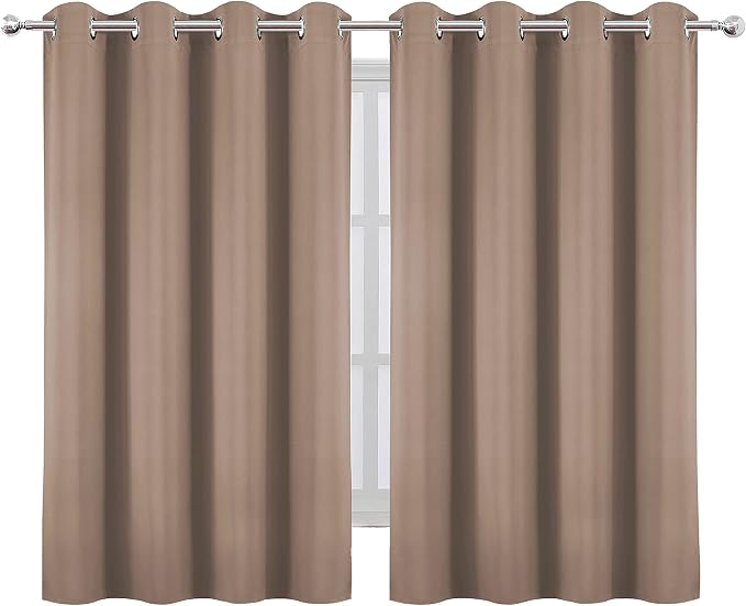 Cappuccino Blackout Curtains/52 x 45 Inch Length Set of 2 Panels Grommet Short Bedroom Curtains