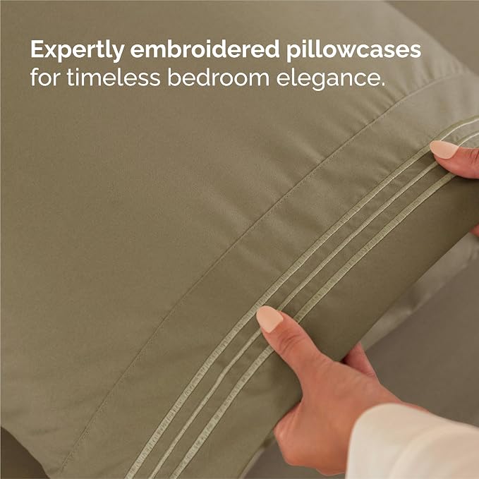 King Size 4 Piece Sheet Set - Comfy Breathable & Cooling Sheets - Khaki | Hotel Luxury Bed Sheets for Women & Men, Deep Pockets, Easy-Fit, Extra Soft and Wrinkle Free Sheets, Oeko-Tex Bed Sheet Set