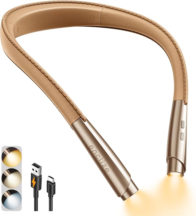LED Neck Reading Light, Reading Light for Book in Bed, Hands Free, 3 Brightness Levels, Lightweight Comfortable Design, Long Lasting, Perfect for Knitting,Crafting,Camping,Gold Rose | 3 Color, 9 Brightness Levels, Lightweight Comfortable Design, Long L...