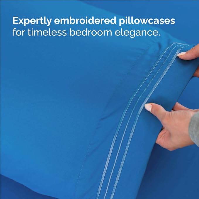 Full Size 4 Piece Sheet Set - Breathable & Cooling Sheets - Royal Blue | Hotel Luxury Bed Sheets for Women & Men, Deep Pockets, Easy-Fit, Extra Soft and Wrinkle Free Sheets, Oeko-Tex Bed Sheet Set