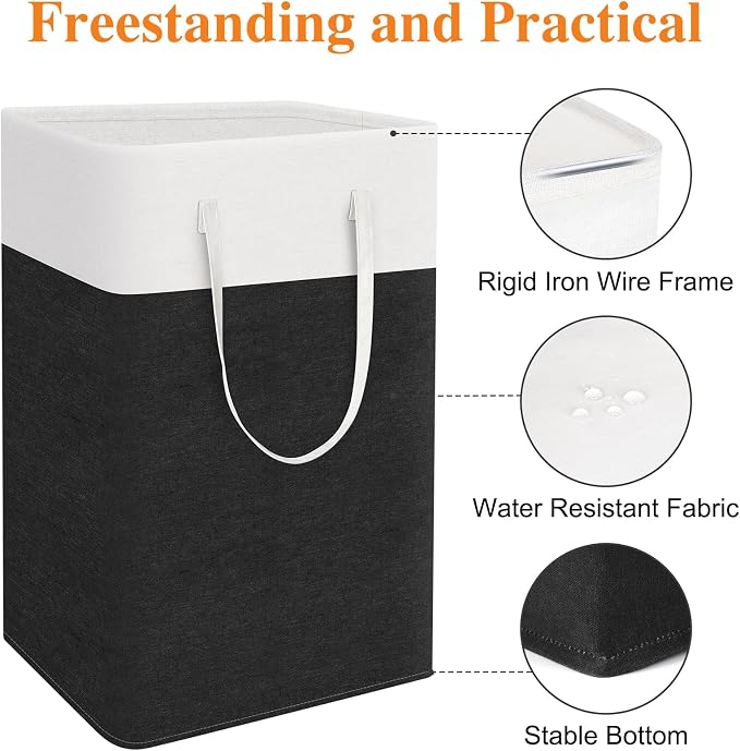 TasticTotes Laundry Basket 3-Pack, Laundry Hamper, 88L-Black | Clothes Laundry Hamper, Collapsible Laundry Basket, Freestanding laundry hamper with Handles for Home or Dorm
