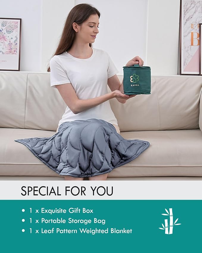 Kaisa Weighted Blanket for Adults(5 lbs, 23"x29"),Weighted Lap Blanket Machine Washable, Small Heavy Blankets with Glass Beads for Home Sleep &Travel,Grey