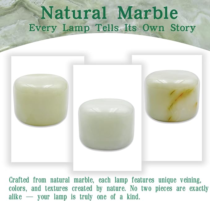 Marmor Marble Lamp Table Lamp Unique Lamp Type-C 3 Way Bedside Lamp Ambient Lighting for Bedroom Night Stands Night Light Decorative LED Warm Ambient Portable Lamp for Rechargeable (Eastern Jade Glow)