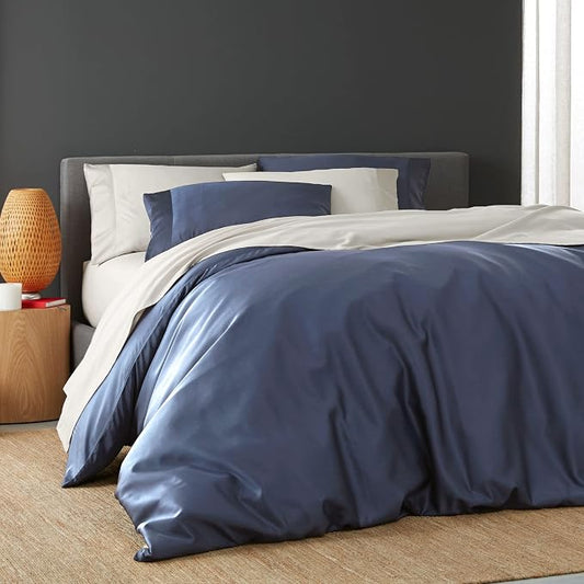 DOZ Duvet Cover Set, 100% Viscose derived from Bamboo, Organically Grown, Buttery Soft, Cooling Duvet Covers, High GSM, 1 Duvet Cover and 1 Pillowcase, 70"x90" (Sapphire, Twin/Twin XL)