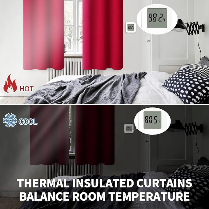 BGment Christmas Room Darkening Curtains 84 Inches Long - Grommet Thermal Insulated Drapes Window Treatment Curtains for Bedroom, 2 Panels, 52 x 84 Inch, Red | Grommet Top, Black Out, Room Darkening, Sunblock, Thermal Insulated, Window Drapes for Bedro...