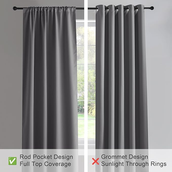 PONY DANCE Blackout Curtains 80 inches Long 2 Panels Set for Bedroom, Thermal Insulating Privacy Curtains & Drapes for Doorway Temporary Door Alternative Accordion Door, W 42 x L 80, Gray