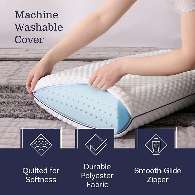 WEEKENDER Gel Memory Foam Pillow - Standard Size - Medium Firm Feel - Neck and Shoulder Support - Side & Back Sleepers - Home, Hotel, & Hospital Essentials - CertiPur Certified (Pack of 6)