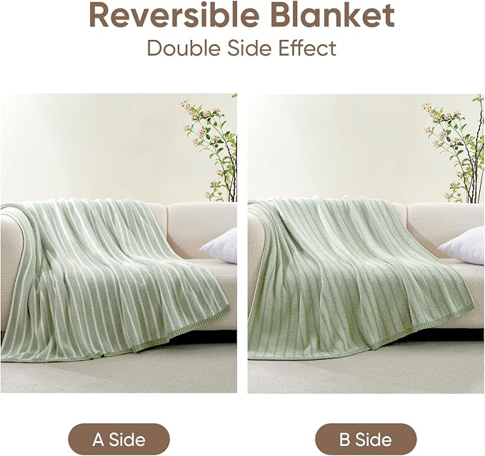 Snuggle Sac Sage Green Bedding Blanket Twin Size 60x80 | Ultra Soft, Warm Cozy Knit Fuzzy, For Sofa, Bed, Living Room