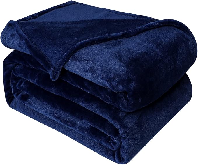 Fleece Plush Throw Blanket Navy Blue 90"x90"for Couch Fuzzy Cozy Flannel | Super Soft Lightweight Microfiber Blanket for Sofa Bed bedroom Home Decor All Season,Birthday Gifts for Women Mom Adult
