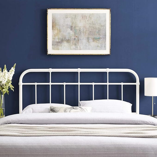 Modway Alessia Modern Farmhouse Metal King Headboard in White