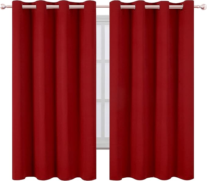 Red Blackout Curtains/52 x 63 Inch/Set of 2 Panels Room Darkening Curtains Thermal Insulated Living Room Curtains
