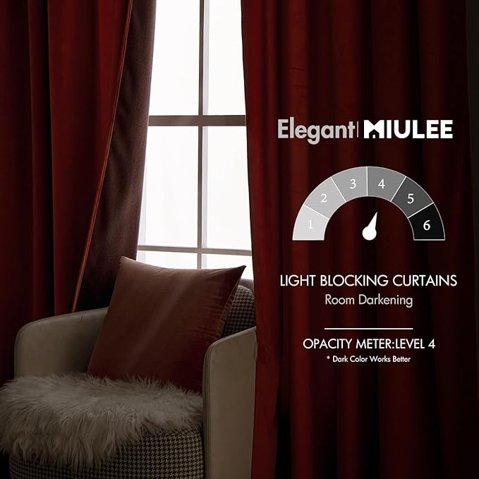 MIULEE Velvet Curtains Extra Wide 72x84 inches Fall Burnt Orange Curtains | Luxury, Room Darkening Curtains for Sliding Door Bedroom Living Room, Thermal Insulated, Window Drapes, Back Tab, 2 Panels