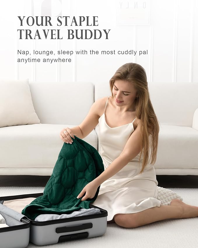 Cottonblue Small Weighted Lap Blanket 5lbs for Adults Teens 29"x33", Green | Luxury Crystal Velvet Weighted Blanket Pad, Washable Portable Travel Blankets for Sleeping Relaxation All Season, Washable
