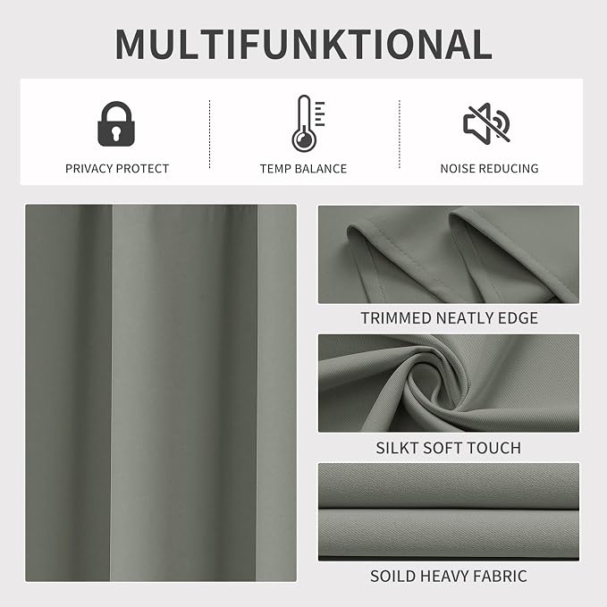 Joydeco Blackout Curtains 108 Inch Length 2 Panels Set, Thermal Insulated Long Curtains& Drapes 2 Burg, Room Darkening Grommet Drapes for Bedroom Living Room Window(Sage Green, W52 x L108 Inch)