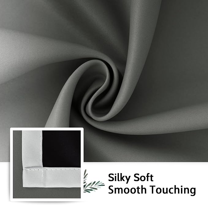 SimpleHome 100% Blackout Ombre Bedroom Curtains Grey and Greyish White,96L | Room Darkening Curtains,Thermal Insulated Grommet Window Drapes and Curtains for Living Room,2 Panels, 52x96 inches Length