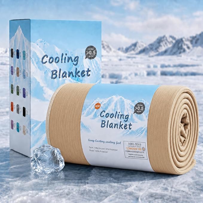 Topcee Cooling Blanket(90"x108"King Size) for Night Sweats Absorbs Heat to Keep Adults Cool on Warm Nights, Q-Max 0.5 Cooling Blankets for Hot Sleepers, Ultra-Cool Lightweight Blanket for Bed | Absorbs Heat Cold Summer Blanket for Night Sweats & Menopa...