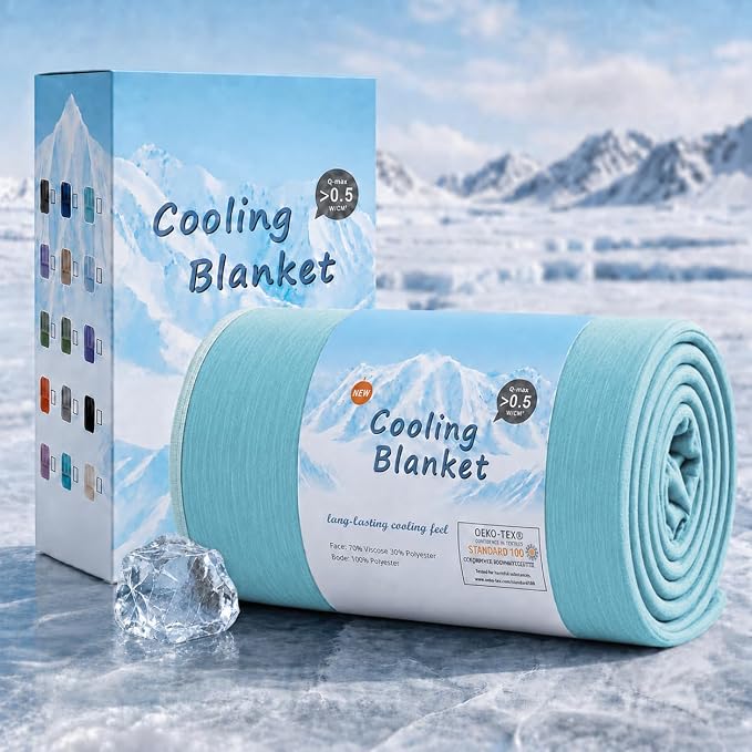 Topcee Cooling Blanket for Night Sweats Absorbs Heat to Keep Adults, Children Cool on Warm Nights, Q-Max 0.5 Cooling Blankets for Hot Sleepers, Ultra-Cool Lightweight Sofa Throw Blanket (50"x70") | Absorbs Heat Cold Summer Blanket for Night Sweats & Me...