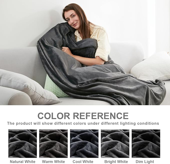 Hansleep Throw Dark Grey Fleece Blanket, Soft Flannel Bed Blanket | Fuzzy Cozy Blanket 50x60 Inches, Multi-use for Bed, Sofa, Couch, Travel, Camping, All Season Warm Lightweight Cover