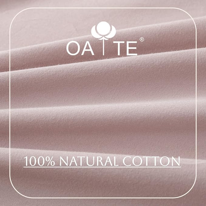 OAITE Duvet Cover Set 100% Washed Cotton Solid 3pcs | Soft,Durable,Long-staple Cotton,Hidden Zipper with 8 Interior Corner Ties,2 Pillowcases,68"X90"