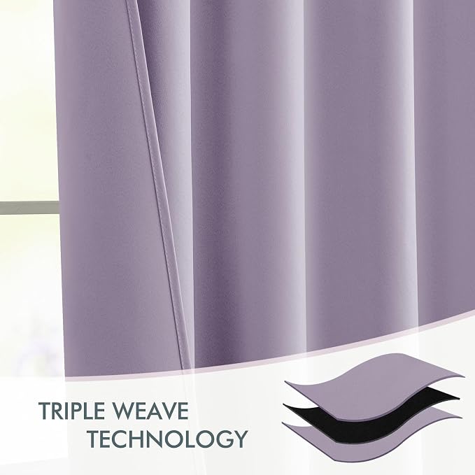 MIULEE Lilac Back Tab Blackout Curtains 52x84 Inch Length 2 Panels Set | Rod Pocket Pinch Pleated, Thermal Insulated, Room Darkening, Light Blocking, Privacy Curtains for Living Room Bedroom