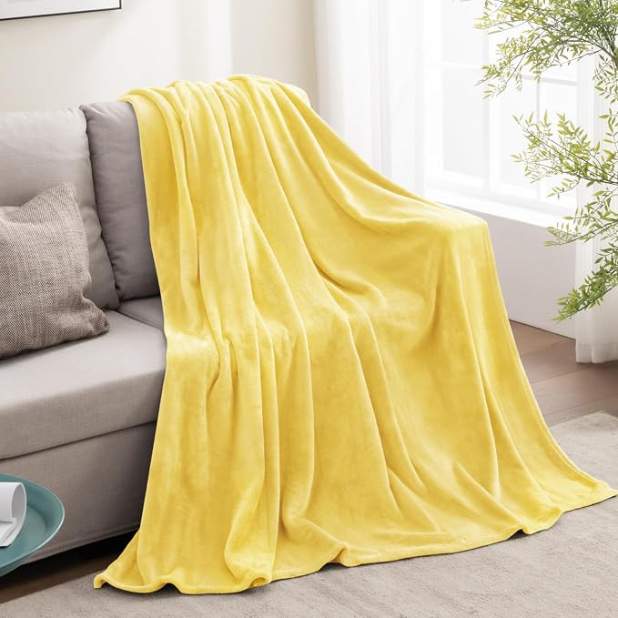 BEDELITE Fleece Blanket Soft Plush Throw for Couch Light Yellow 50"x60" | Ultra Soft Fleece, Plush Microfiber, Lightweight Warmth, All Season Comfort, Fade Resistant, Machine Washable, Couch Sofa Bed