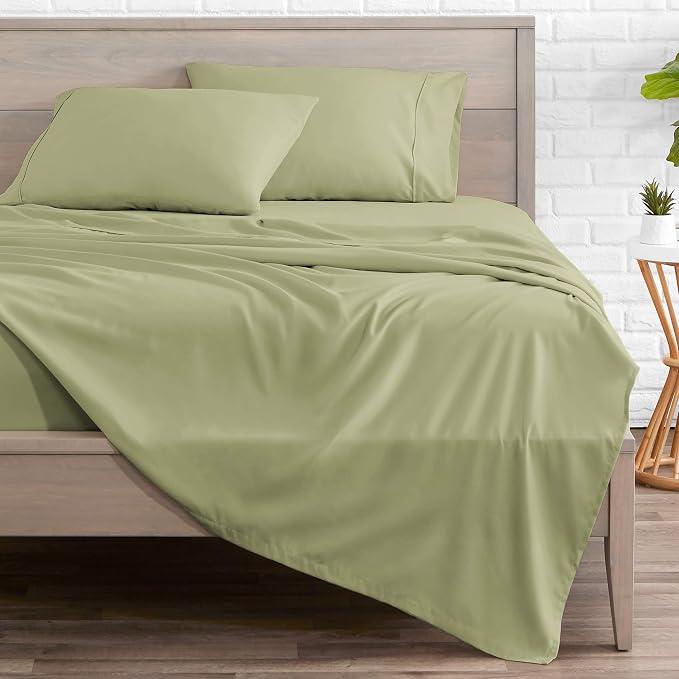 Bare Home Queen Sheet Set - 1800 Ultra-Soft (Queen, Sage) | Deep Pockets 6 to 15 Inches, Breathable, Hypoallergenic, Hotel Luxury, Easy Fit, Soft, All-Season