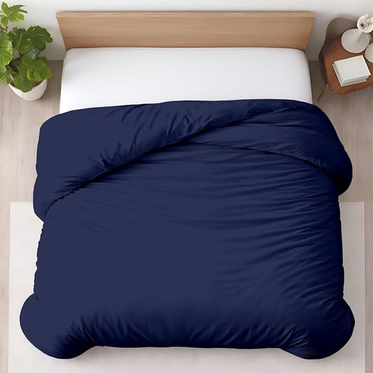 1 Pc California King Duvet Cover Only-100% Egyptian Cotton 600 Thread Count Ultra Soft Premium Durable Comforter Cover Zipper Closure & Corner Ties- (Navy Blue, 104" X 98")