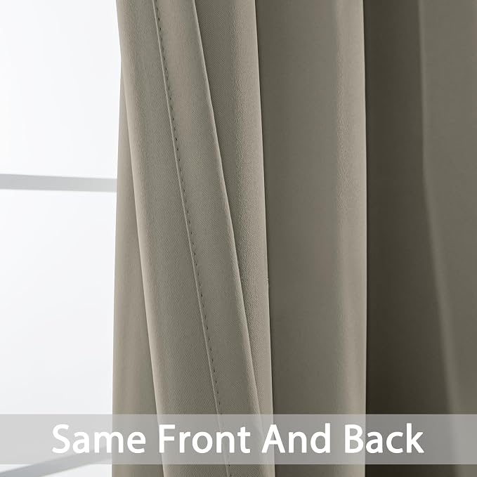 Yakamok Room Darkening Curtains 52x72 inch Length Taupe-Living Room | 2 panels,grommet blackout window treatment,thermal insulated,light blocking drapes,privacy protection,bedroom dining room