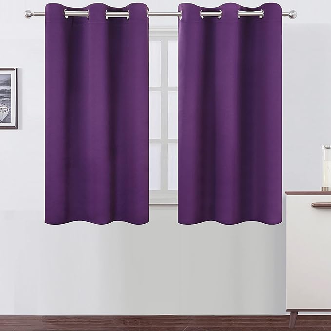 Purple Blackout Curtains 34 x 54 Inch Length/Set of 2 Curtain Panels/Thermal Insulated Room Darkening Blackout Curtains for Bedroom