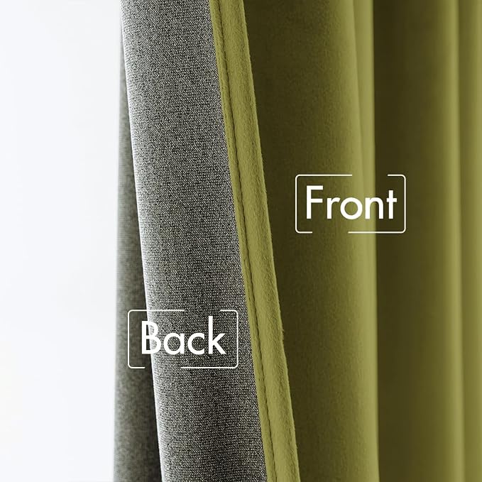 MIULEE Velvet Curtains 52x84 inches 2 Panels Moss Green Blackout Curtains | Luxury, Bedroom Living Room, Thermal Insulated, Super Soft Window Drapes, Rod Pocket & Back Tab